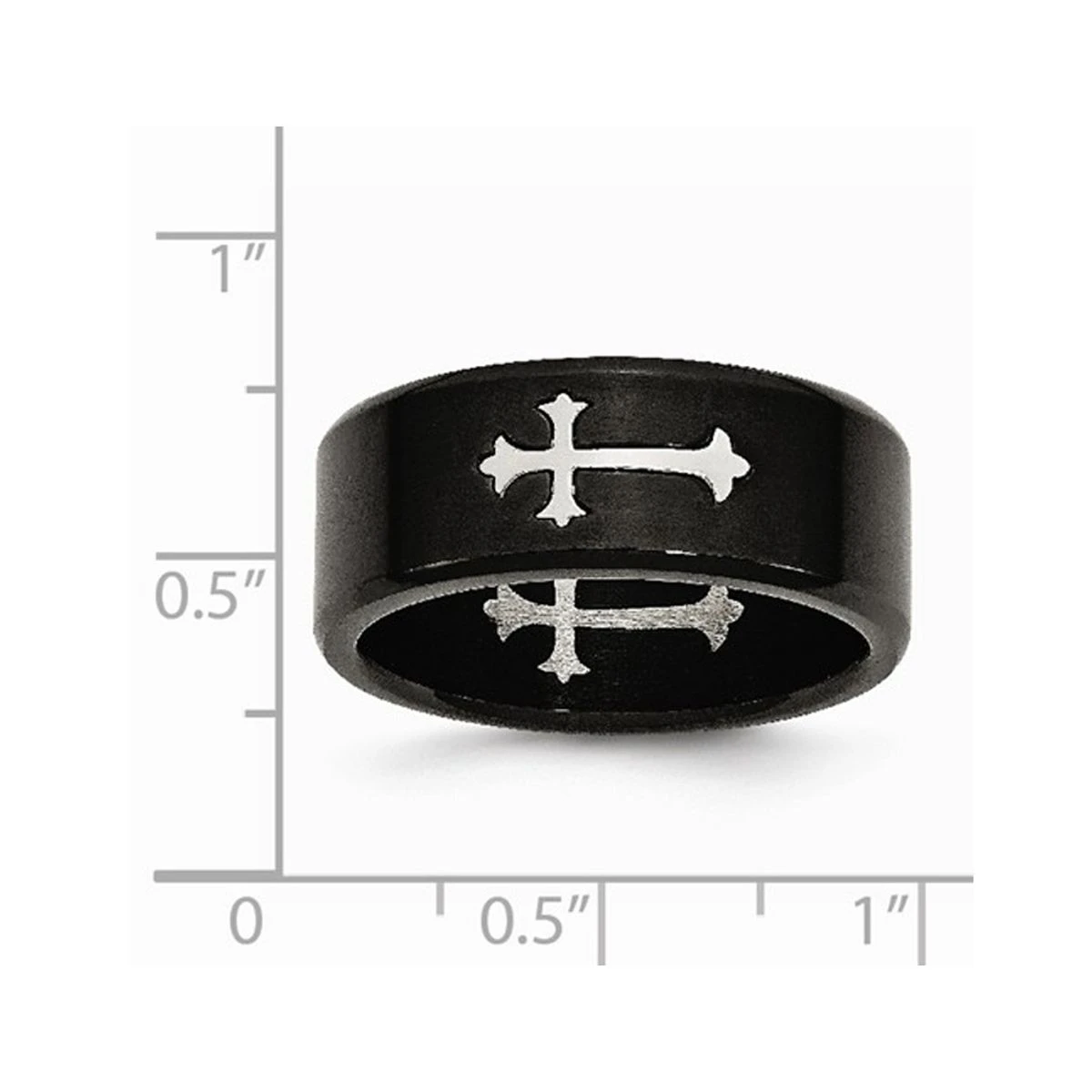 9mm Men's Black Plated Stainless Steel Brushed Cross Wedding Band Ring product image