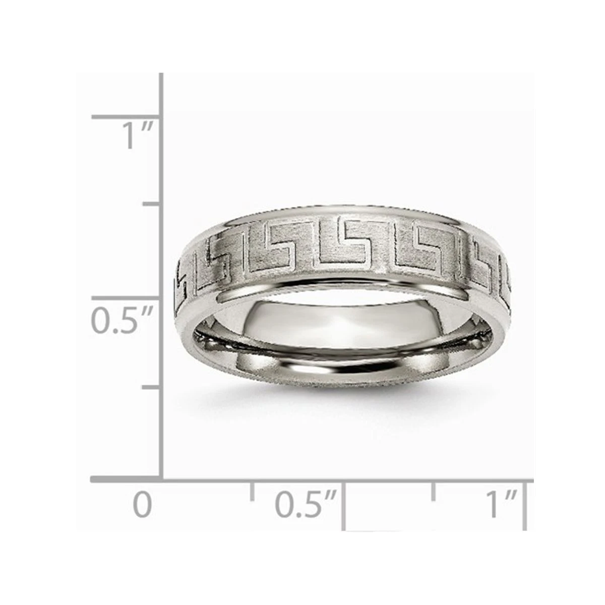 6mm Men's Greek Key Titanium Satin-Polished Wedding Band Ring product image