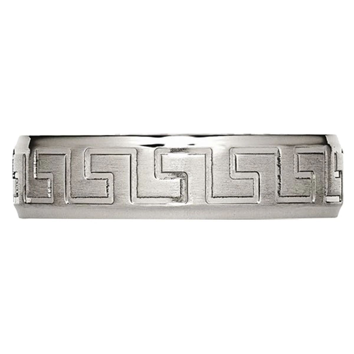 6mm Men's Greek Key Titanium Satin-Polished Wedding Band Ring product image