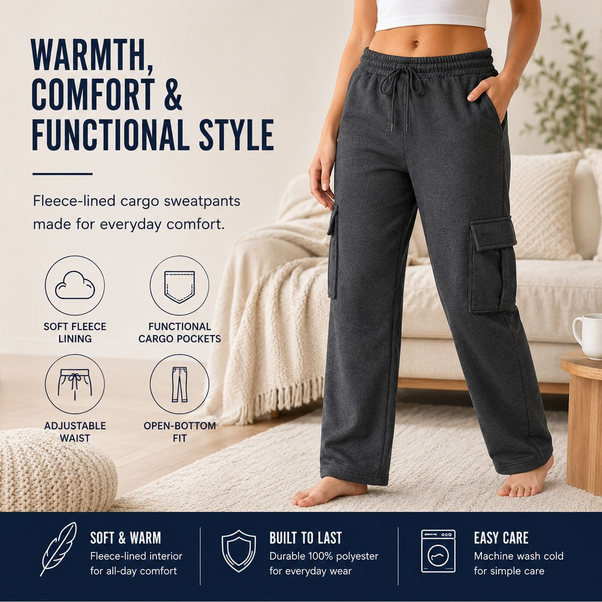 Women's Loose Fit Fleece Lined Jogger Sweatpants product image