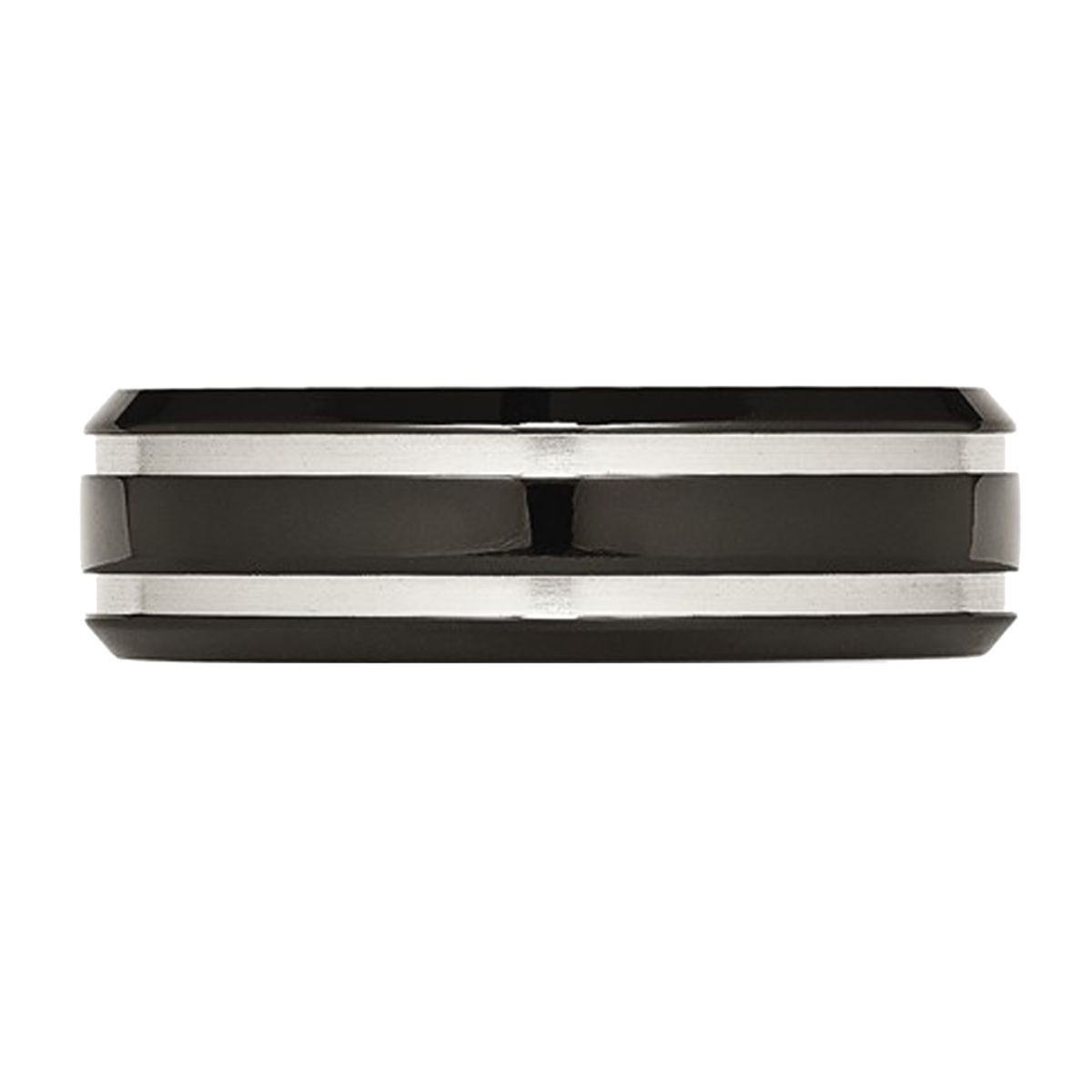 7mm Men's Chisel Comfort-Fit Black Titanium Wedding Band Ring product image