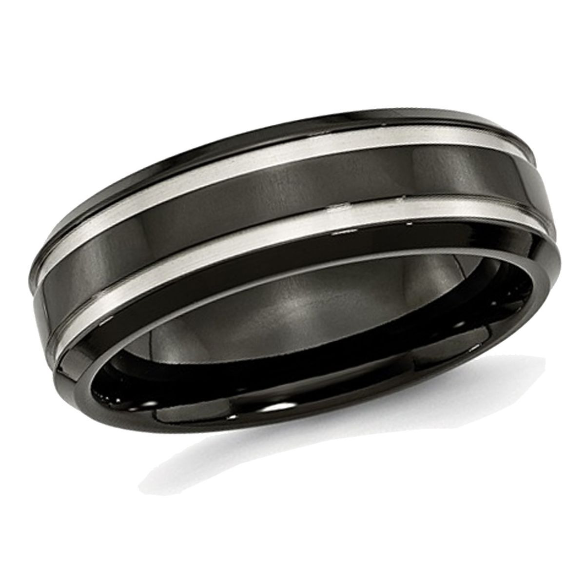 7mm Men's Chisel Comfort-Fit Black Titanium Wedding Band Ring product image