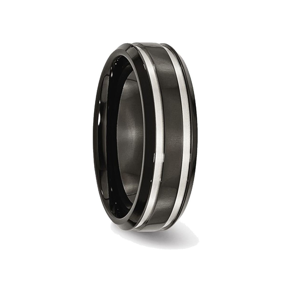 7mm Men's Chisel Comfort-Fit Black Titanium Wedding Band Ring product image