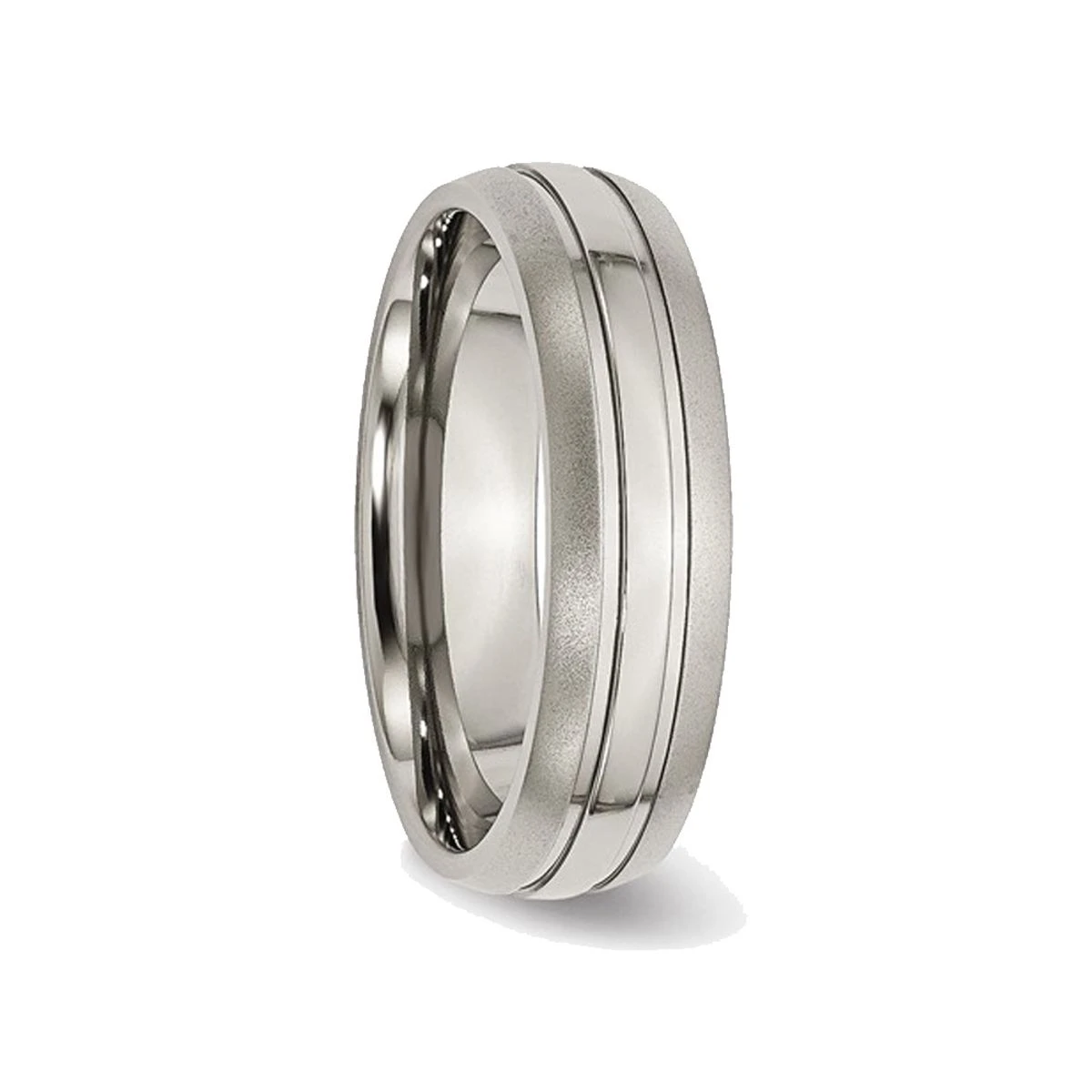 6mm Men's Chisel Titanium Grooved and Brushed Wedding Band Ring product image