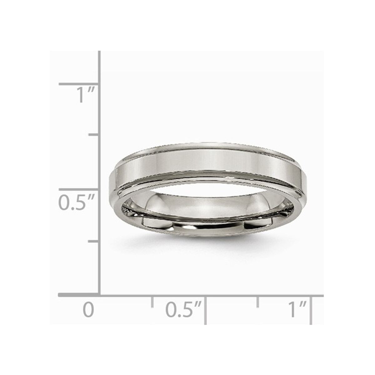 5mm Men's Comfort Fit Ridged Edge Titanium Wedding Band Ring product image
