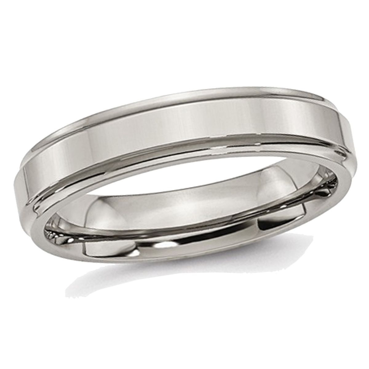 5mm Men's Comfort Fit Ridged Edge Titanium Wedding Band Ring product image