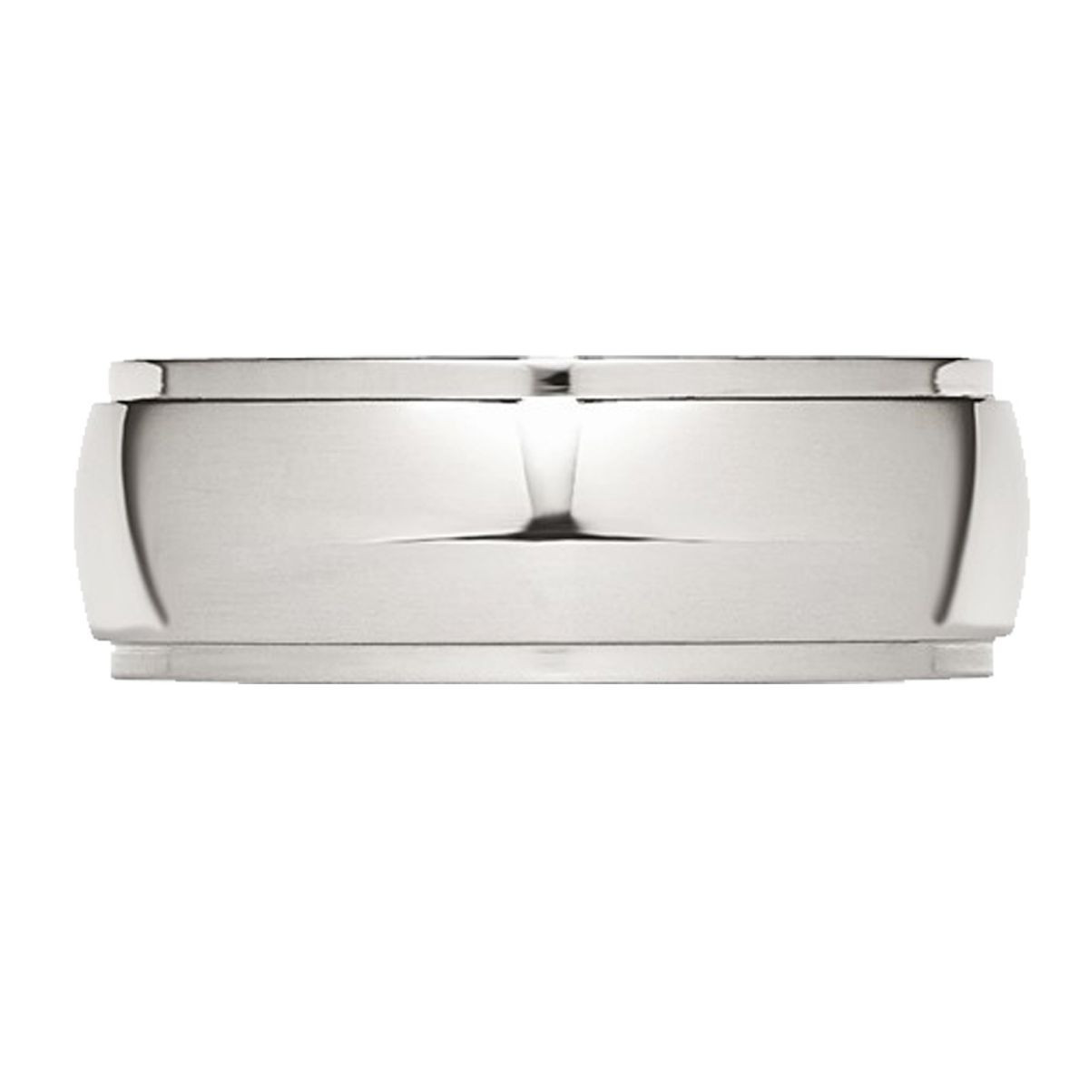 8mm Men's Chisel Stainless Steel Ridged Edge Polished Wedding Band Ring product image