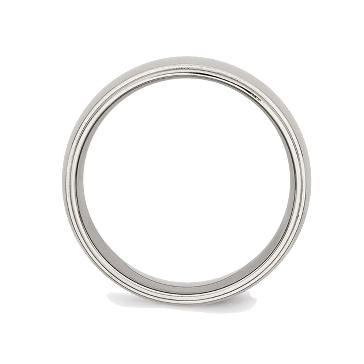 8mm Men's Chisel Stainless Steel Ridged Edge Polished Wedding Band Ring product image