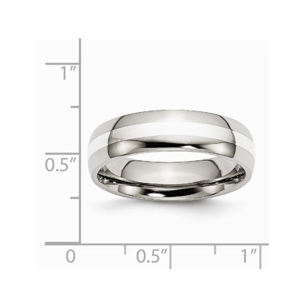 6mm Men's Chisel Comfort Fit Wedding Band Ring with Silver Inlay product image