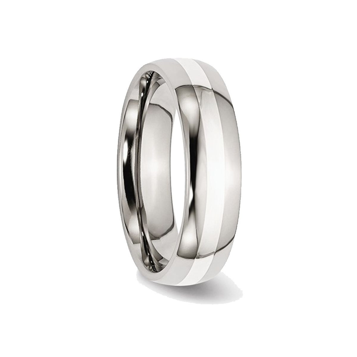 6mm Men's Chisel Comfort Fit Wedding Band Ring with Silver Inlay product image