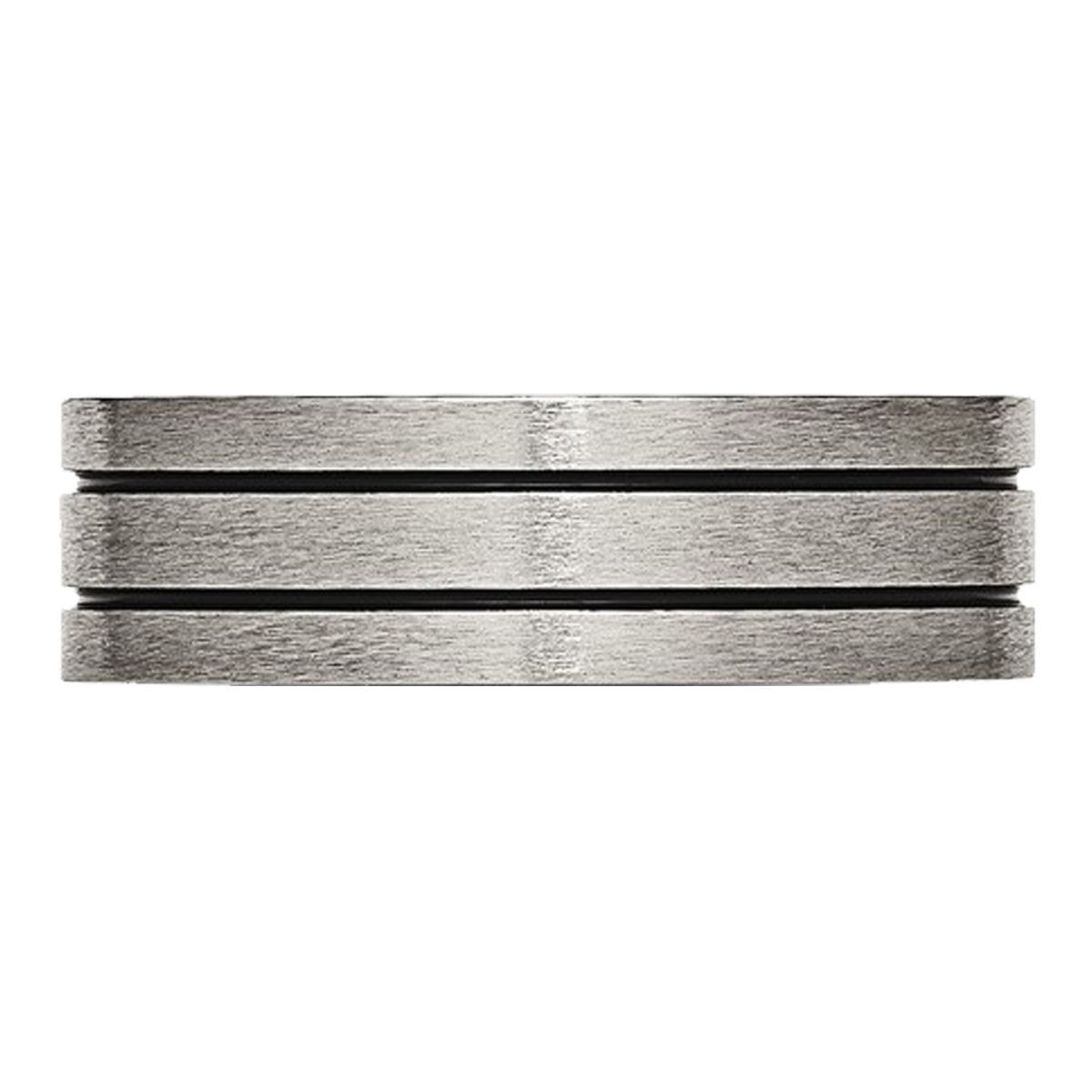 7mm Men's Chisel Titanium Enamel and Grooved Brushed Wedding Band Ring product image