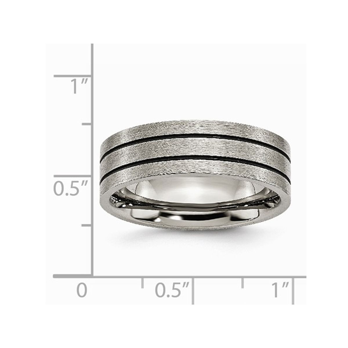 7mm Men's Chisel Titanium Enamel and Grooved Brushed Wedding Band Ring product image