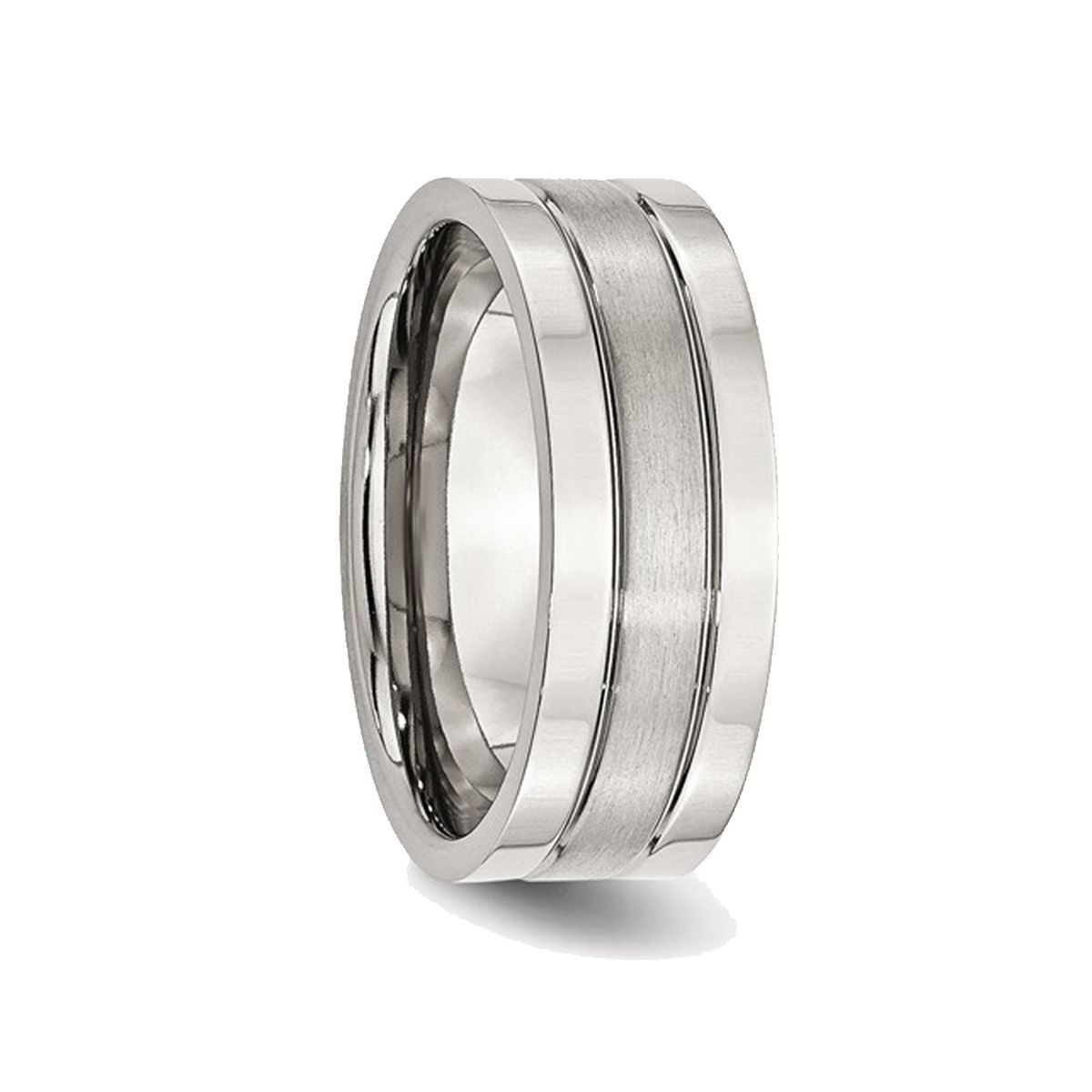 8mm Men's Chisel Satin Stainless Steel Comfort Fit Wedding Band Ring product image