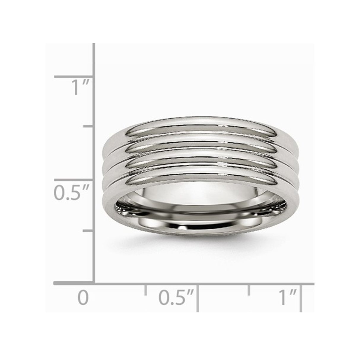 8mm Chisel Stainless Steel Grooved Comfort Fit Wedding Band Ring product image