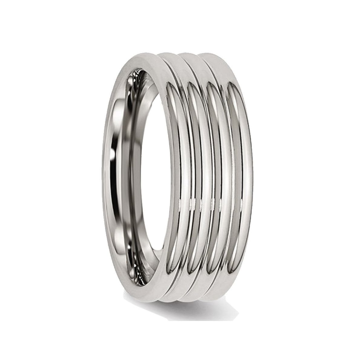 8mm Chisel Stainless Steel Grooved Comfort Fit Wedding Band Ring product image