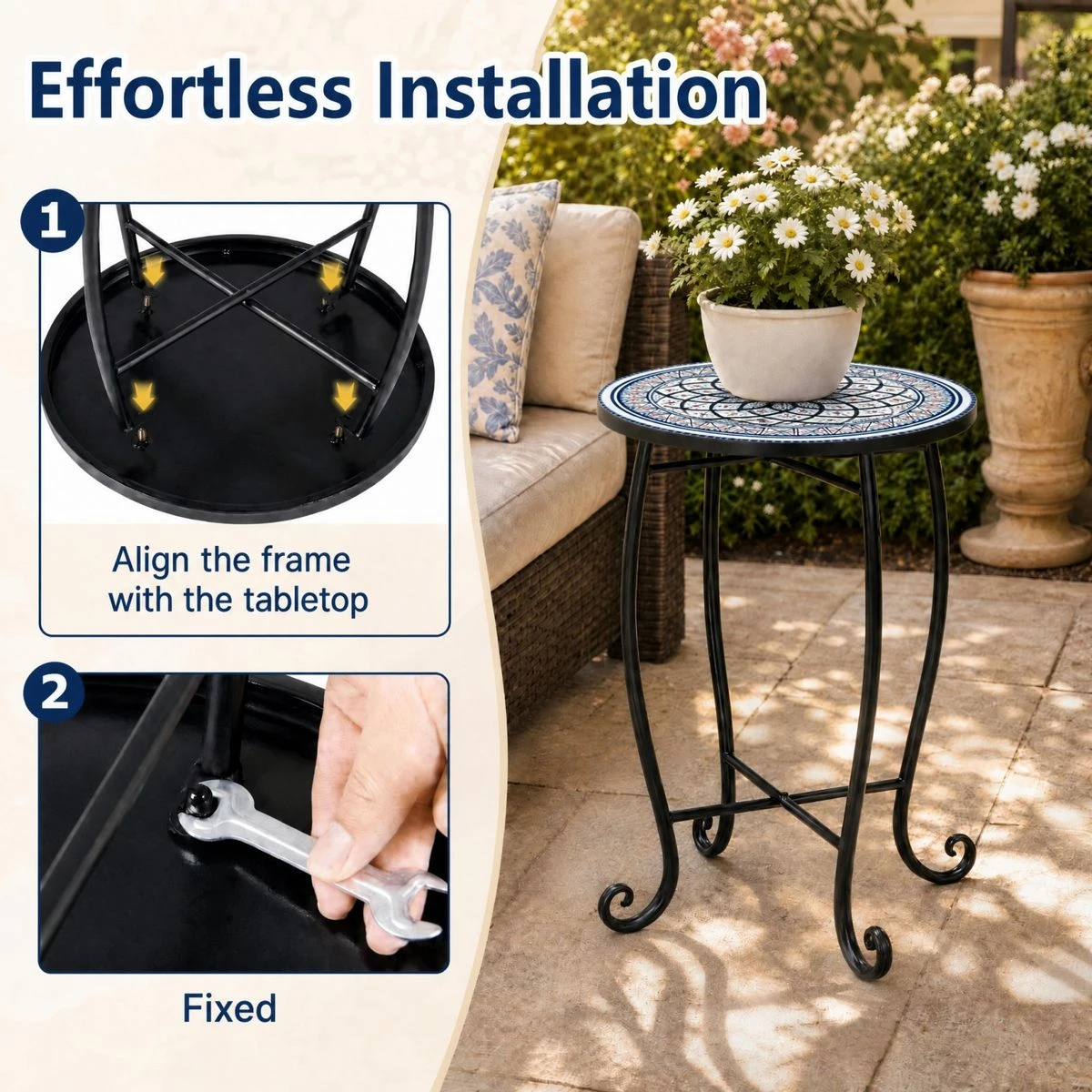 Metal Mosaic Patio Side Table  product image