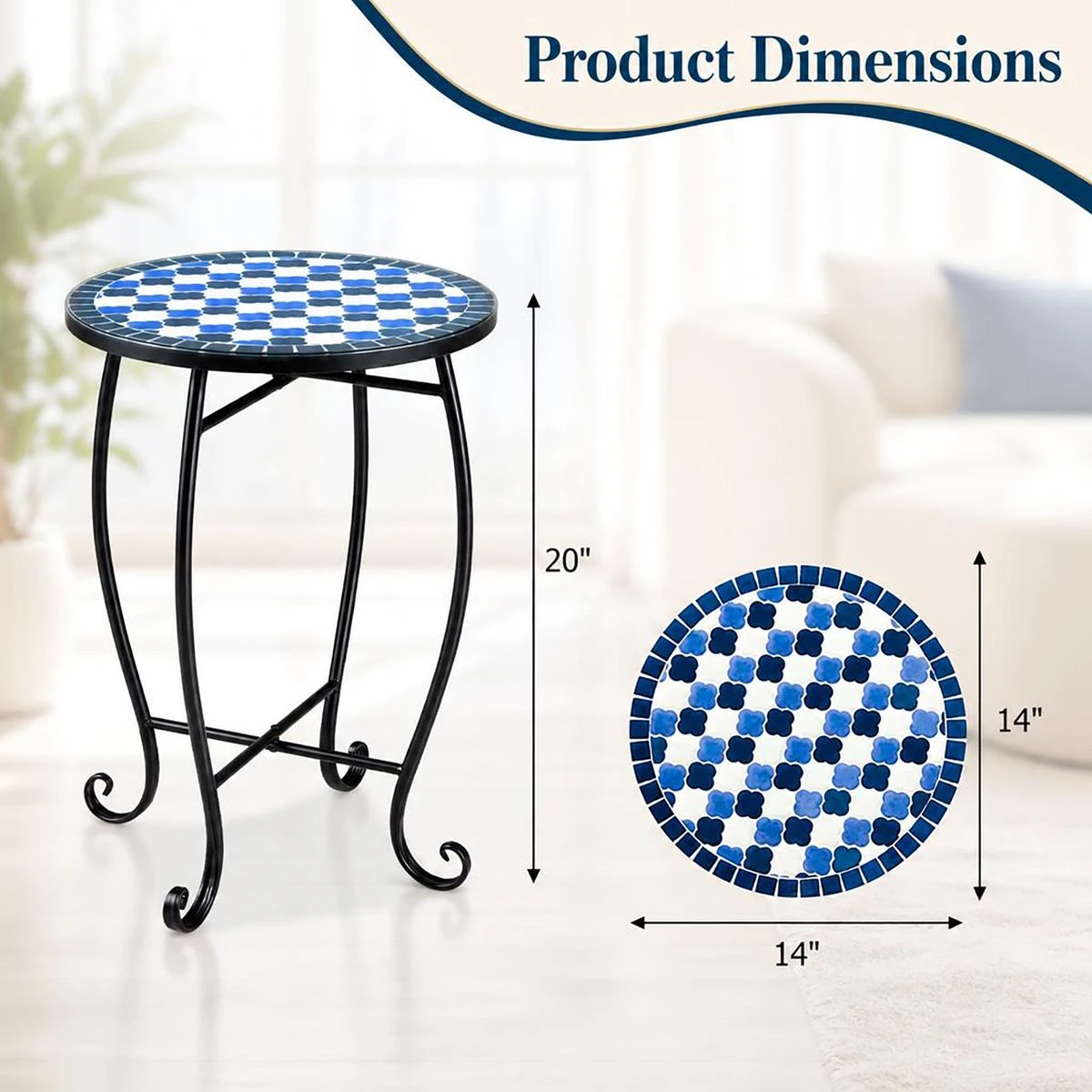 Metal Mosaic Patio Side Table  product image