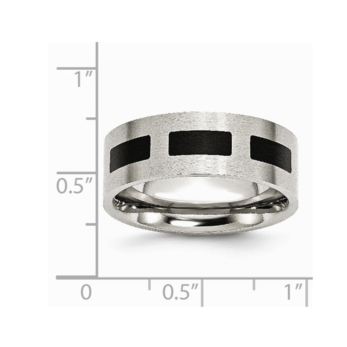 8mm Men's Stainless Steel Comfort Fit Wedding Band Ring with Black Accent product image
