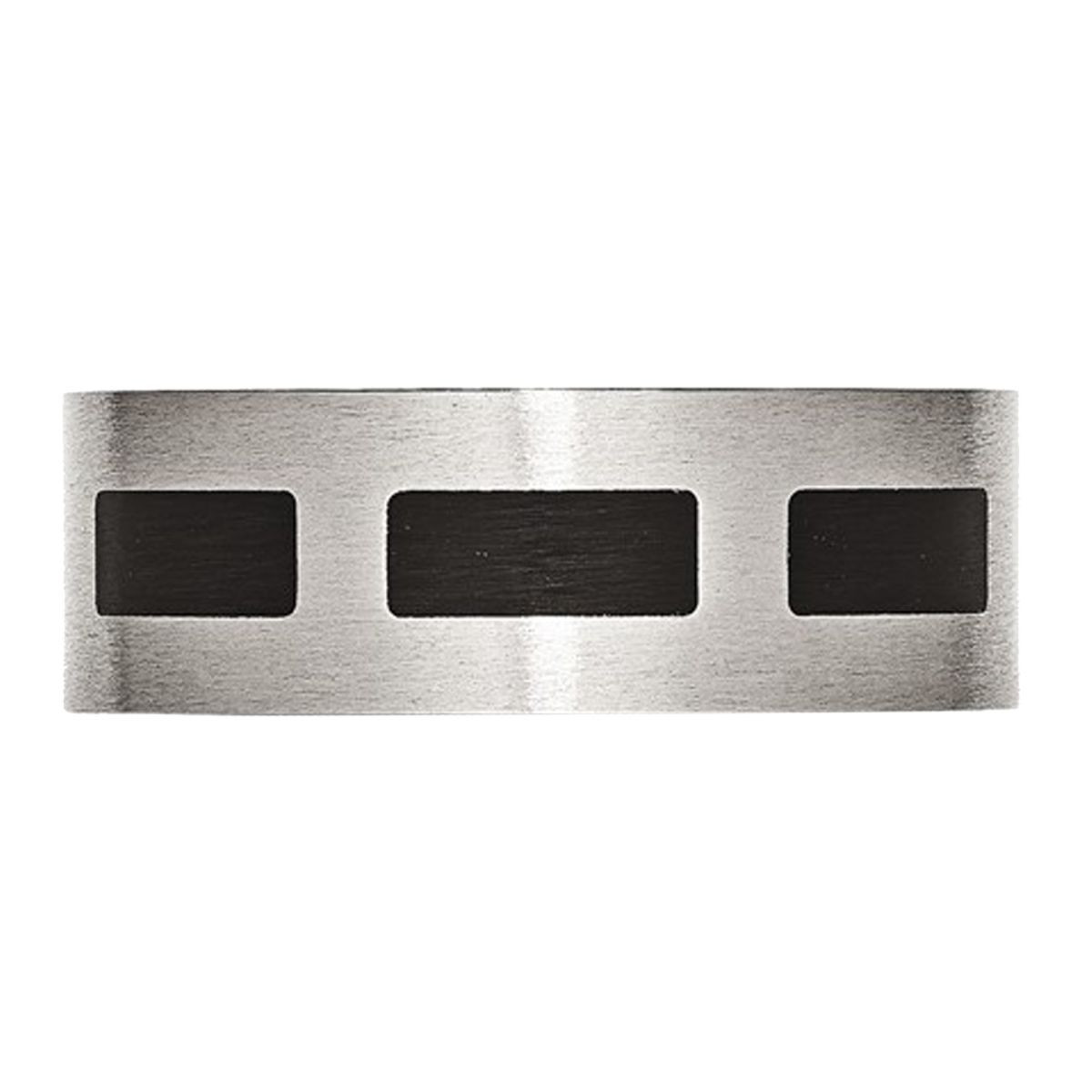 8mm Men's Stainless Steel Comfort Fit Wedding Band Ring with Black Accent product image