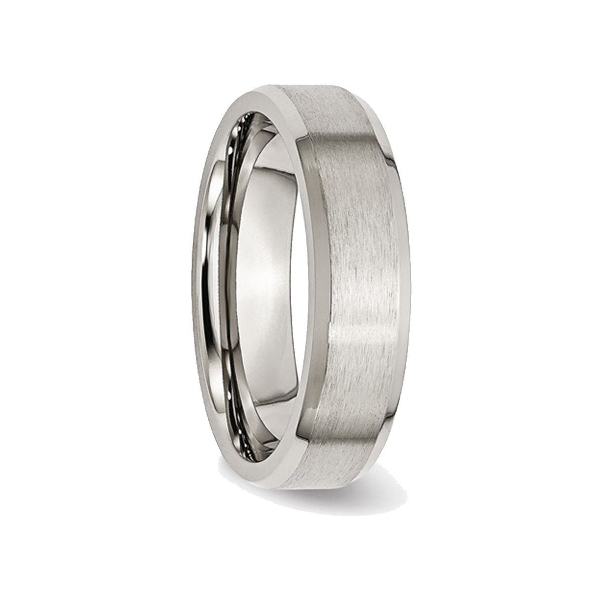 6mm Men's Chisel Titanium Wedding Band Ring with Beveled Edge product image
