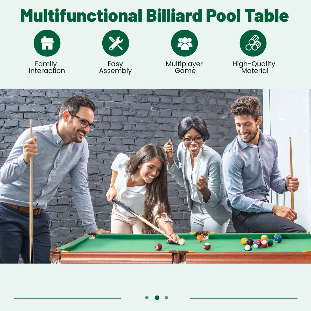 Folding Pool Table Set with Foldable Legs and Adjustable Foot Levelers product image