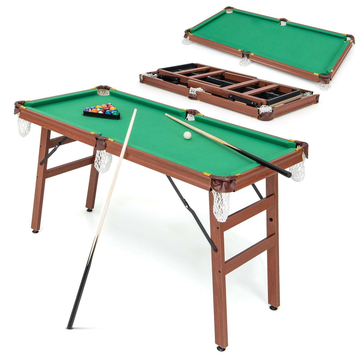 Folding Pool Table Set with Foldable Legs and Adjustable Foot Levelers product image