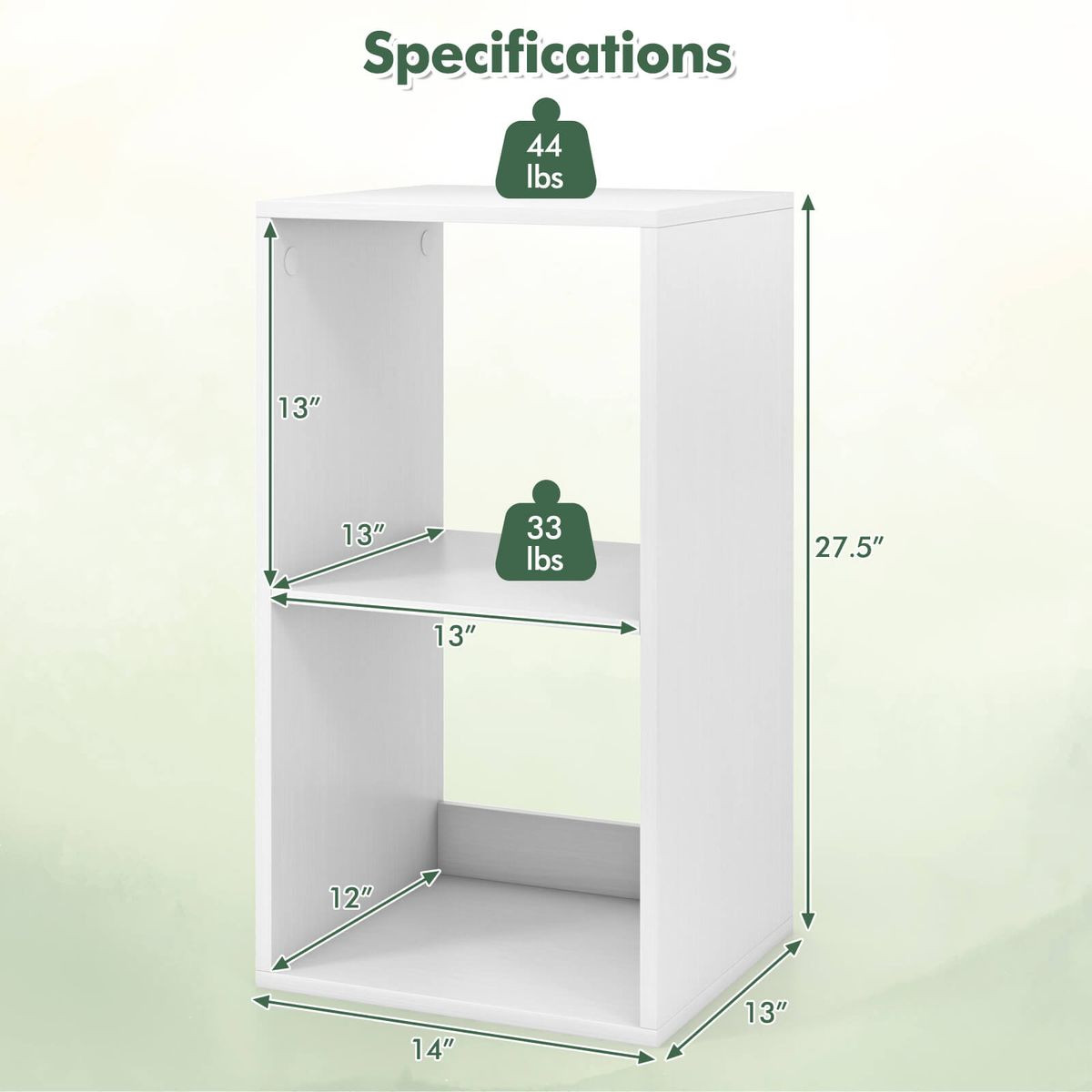 2-Cube Open Back Bookshelf with Anti-Tip Kit and Non-Slip Footpads product image