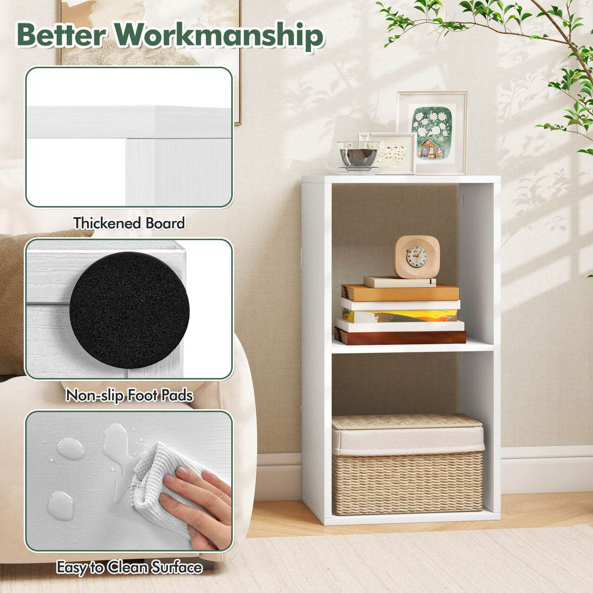 2-Cube Open Back Bookshelf with Anti-Tip Kit and Non-Slip Footpads product image