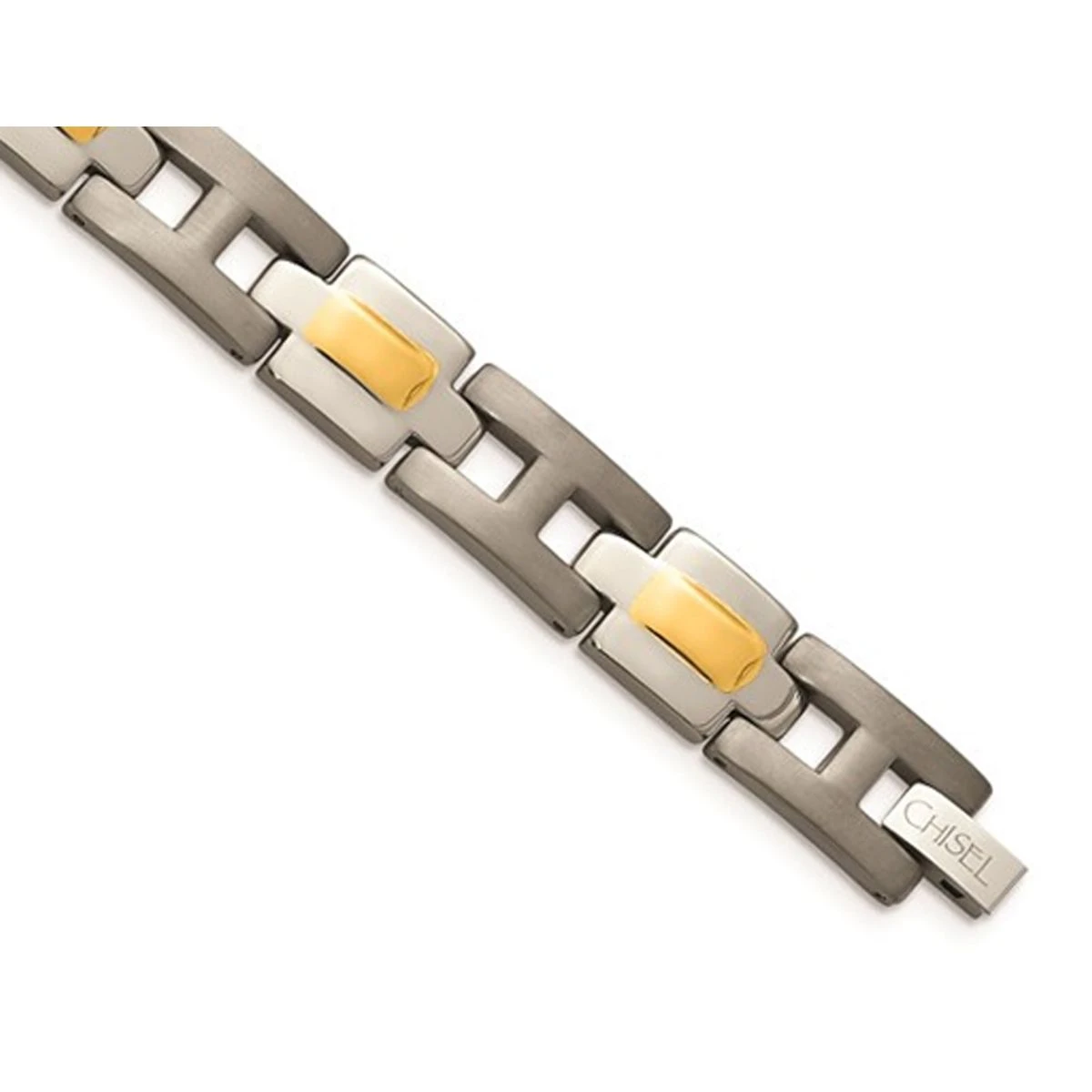 9" Men's Chisel Bracelet in Titanium with 24K Gold  product image