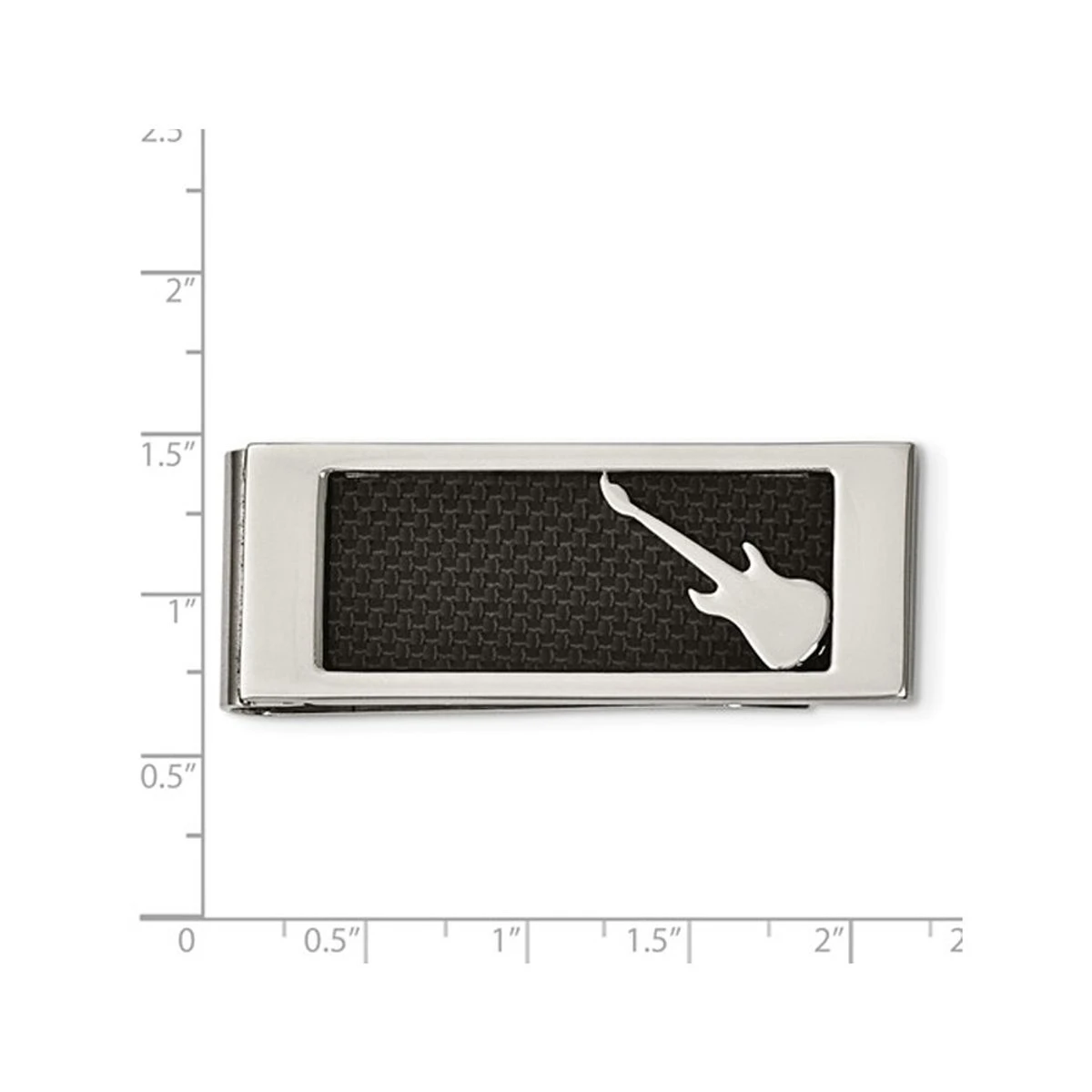 Men's Stainless Steel Black Carbon Fiber Money Clip with Guitar product image