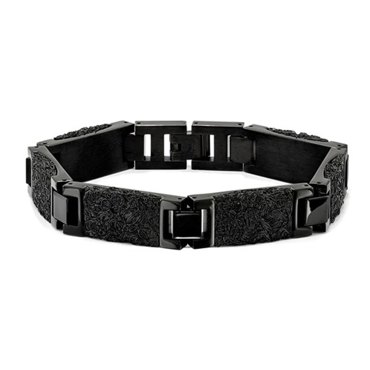 Men's Black Plated Stainless Steel Bracelet (8.50 Inches) product image