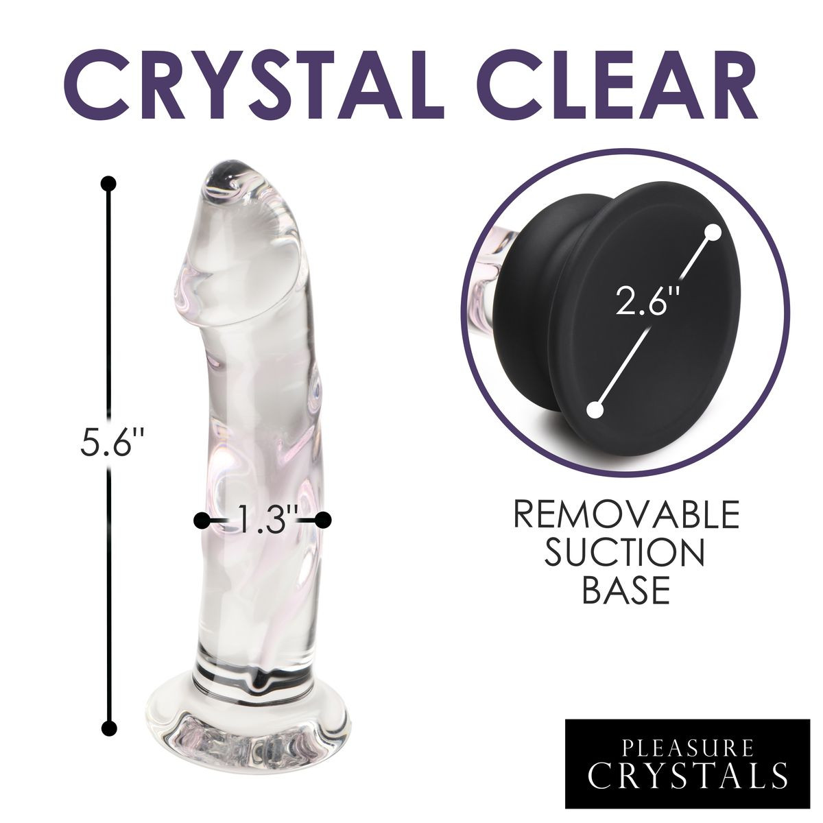 Pleasure Crystals Glass Dildo with Silicone Base product image