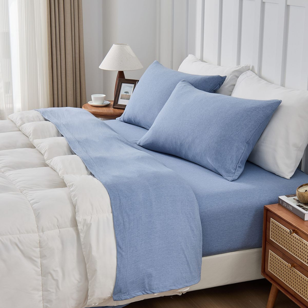 Kathy Ireland Heathered Jersey Knit Cotton Sheet Set (4 Pieces) product image