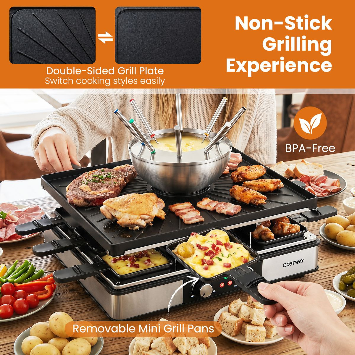 Electric BBQ Grill and Fondue Combo product image