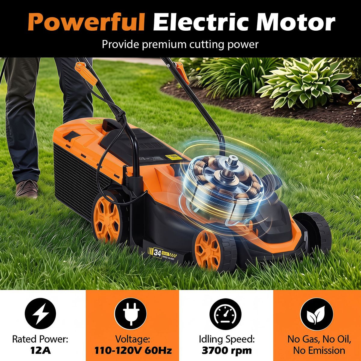 Corded Electric Push Lawn Mower  product image