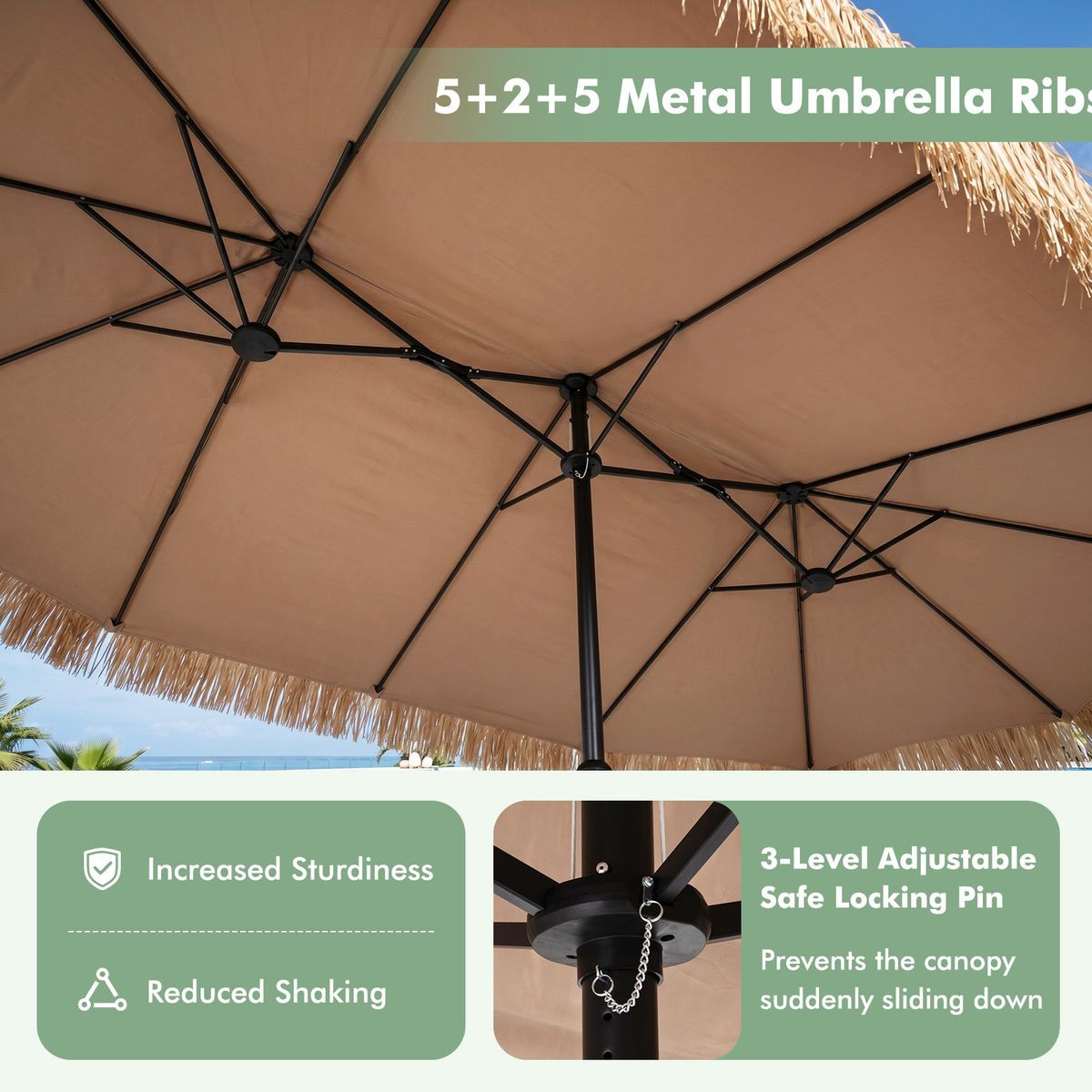 Double-Sided Thatched Tiki Patio Umbrella product image