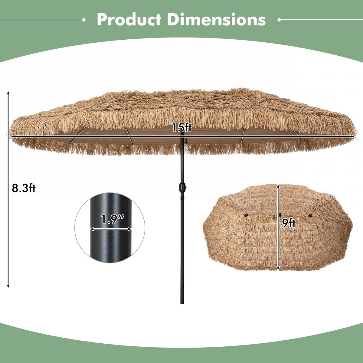 Double-Sided Thatched Tiki Patio Umbrella product image
