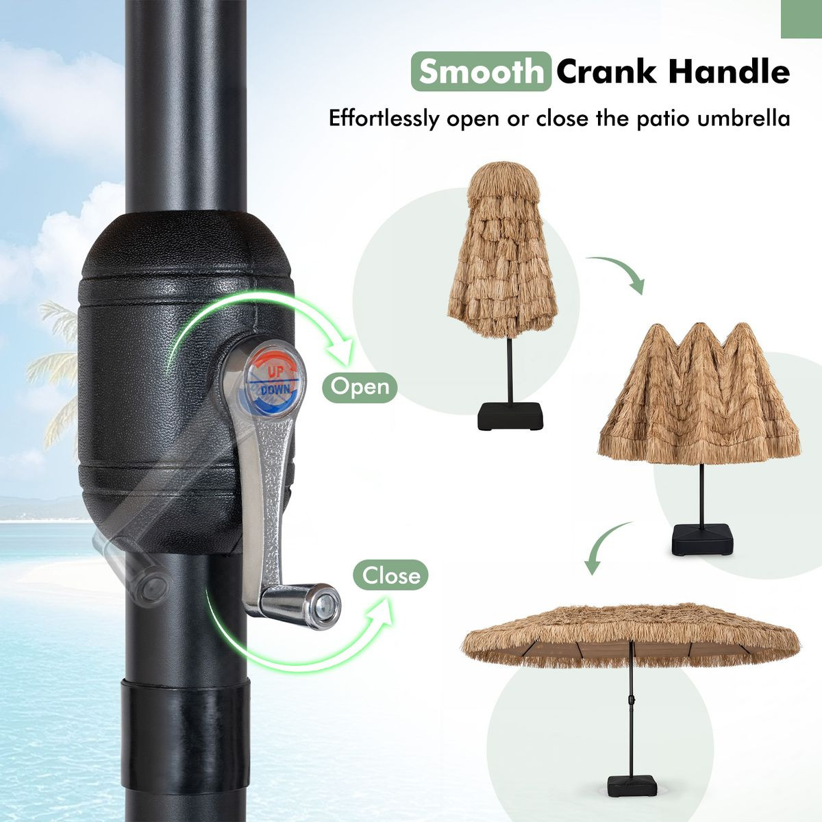 Double-Sided Thatched Tiki Patio Umbrella product image