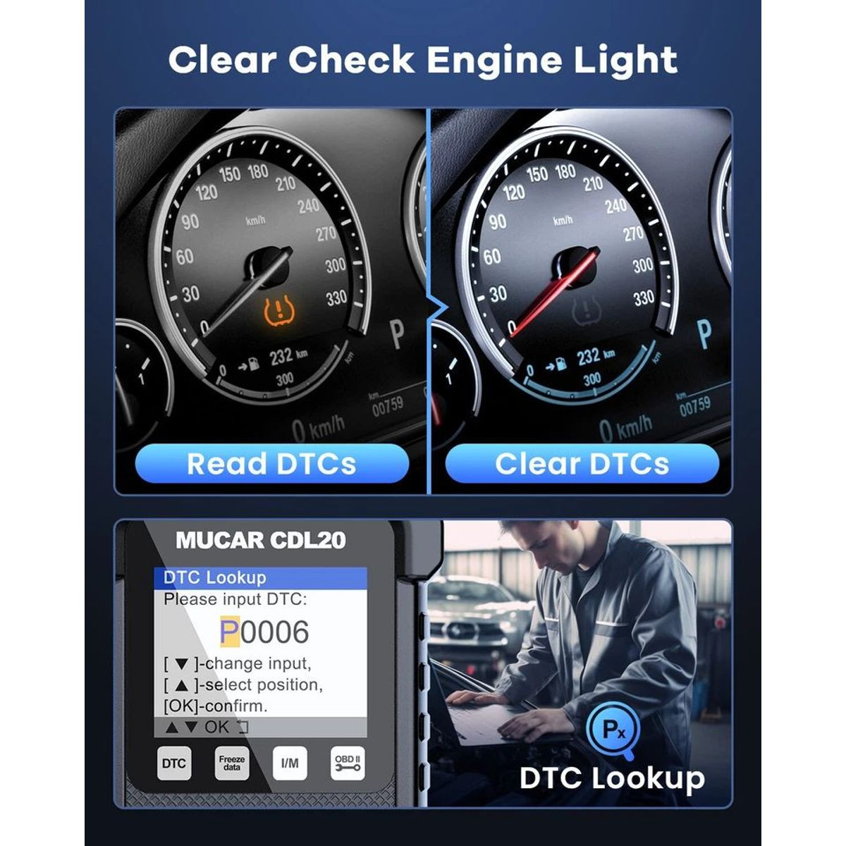 MUCAR Automotive CDL20 OBD2 Scanner product image
