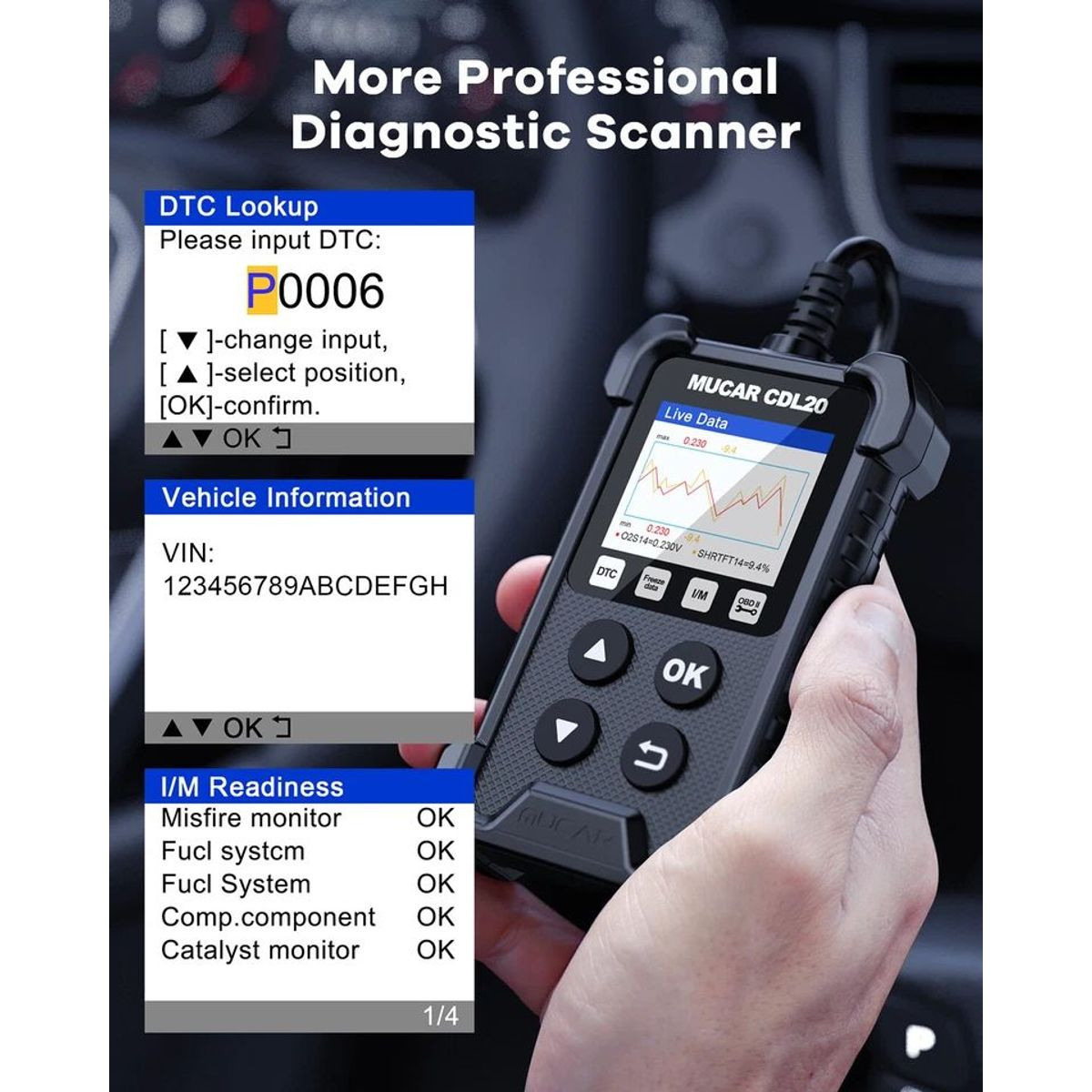 MUCAR Automotive CDL20 OBD2 Scanner product image