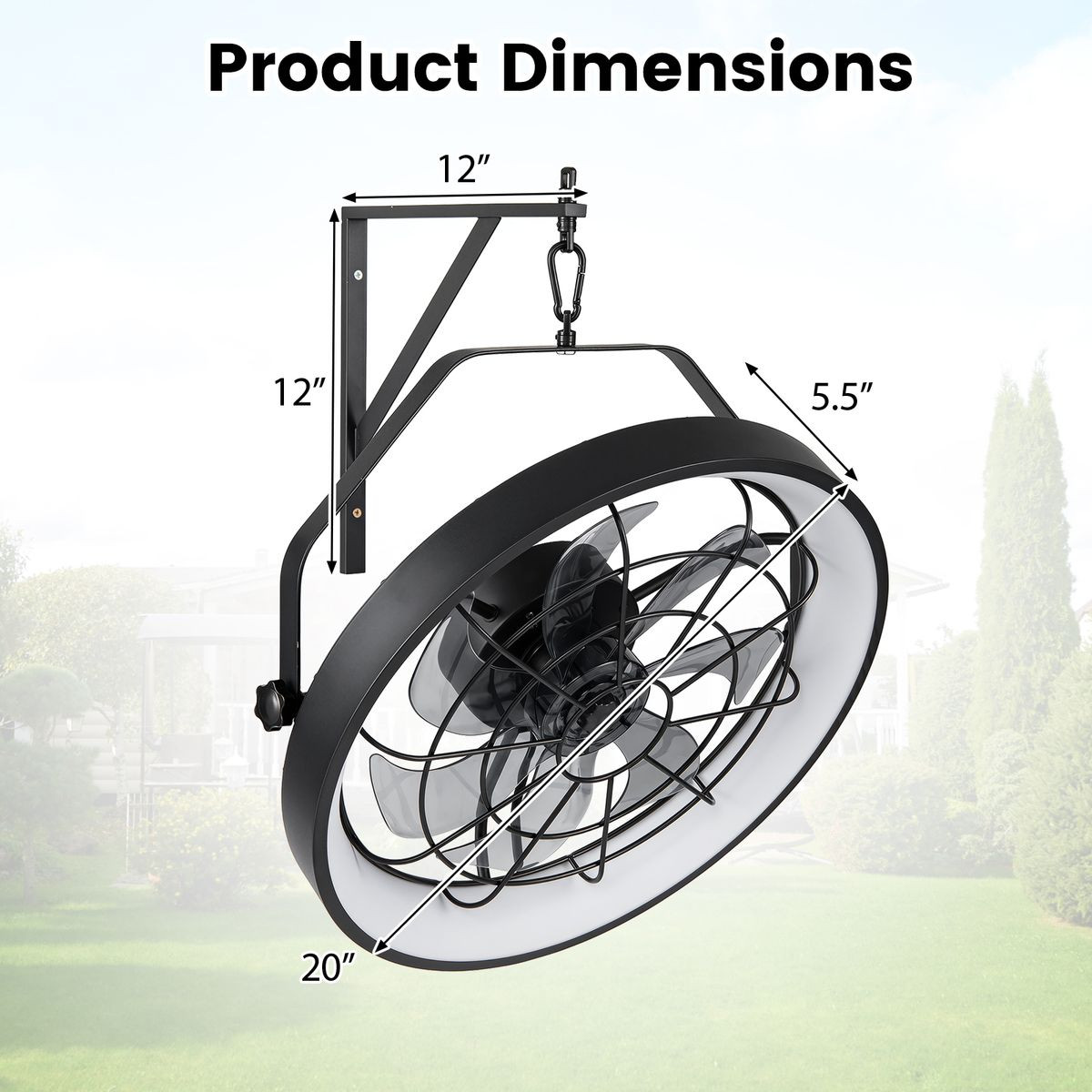 Wall Mounted Fan with Adjustable Light product image