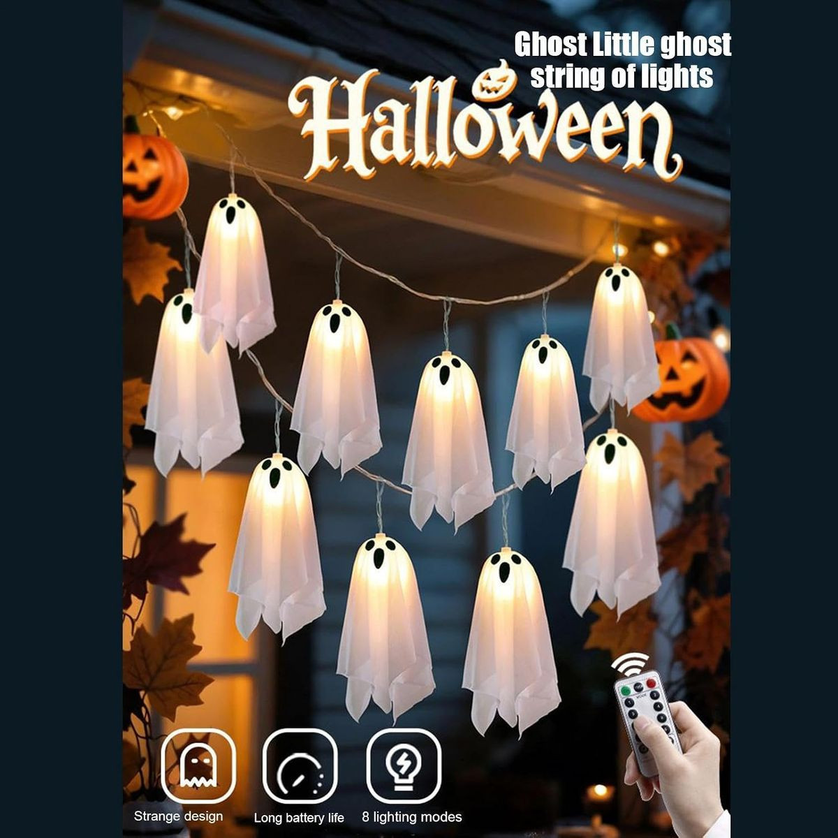 Battery Operated Halloween Ghost String Lights product image