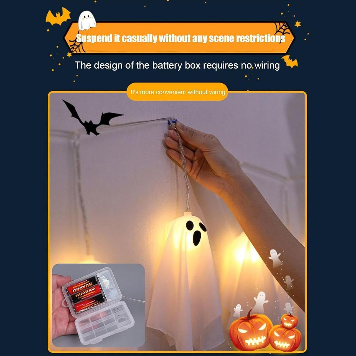 Battery Operated Halloween Ghost String Lights product image