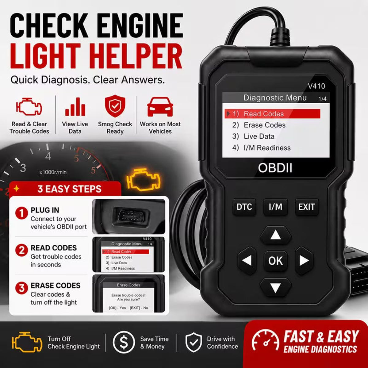 OBD2 Scanner V410BK Car Diagnostic Tool  product image