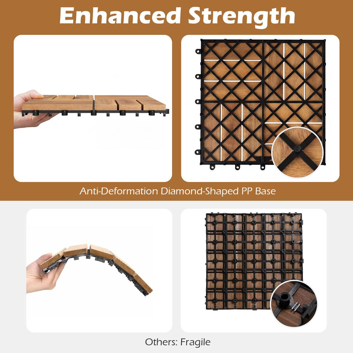 Acacia Wood Interlocking Deck Tiles (12-54 Pieces)  product image