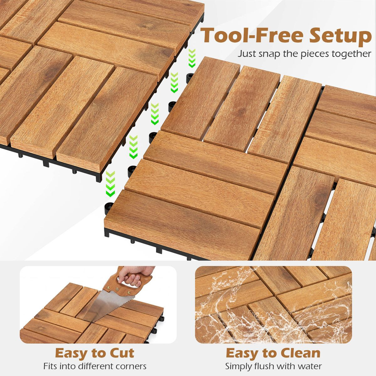 Acacia Wood Interlocking Deck Tiles (12-54 Pieces)  product image