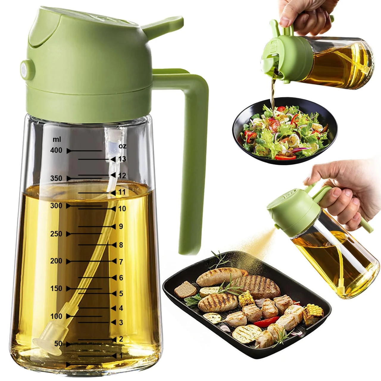 2 In 1 Glass Oil Dispenser Bottle product image