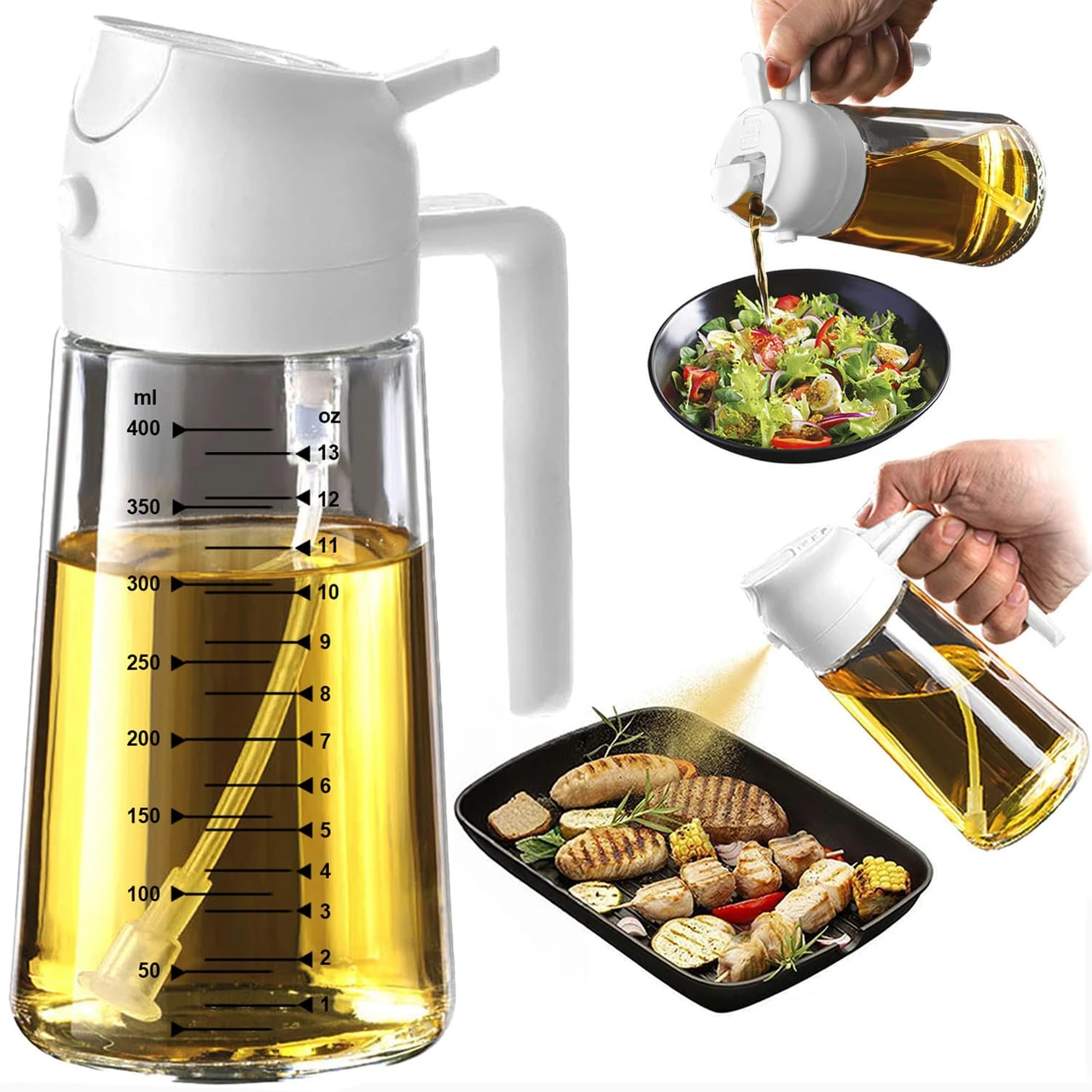 2 In 1 Glass Oil Dispenser Bottle product image