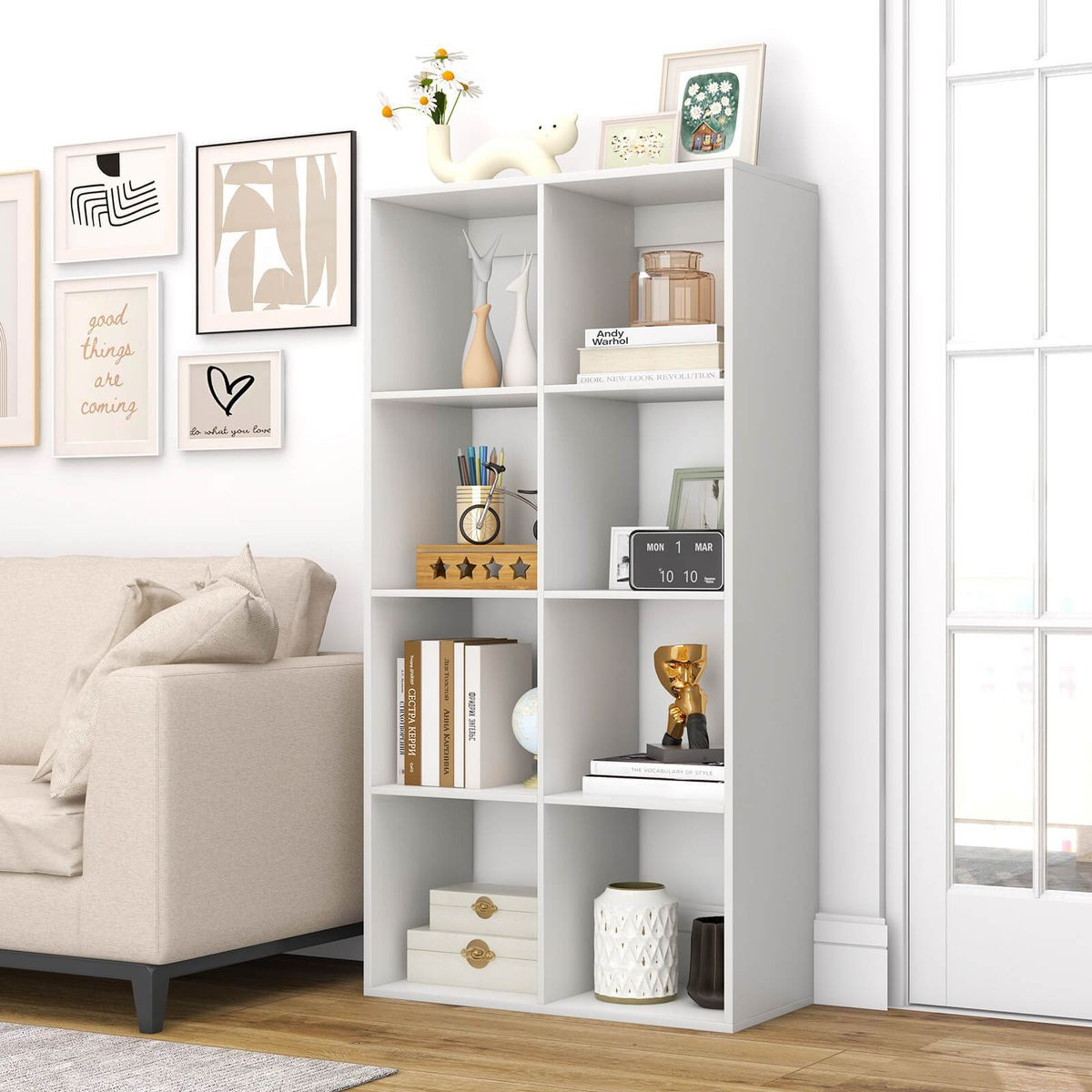 8-Cube Open Bookshelf with Anti-Tip Kits and Non-Slip Footpads product image