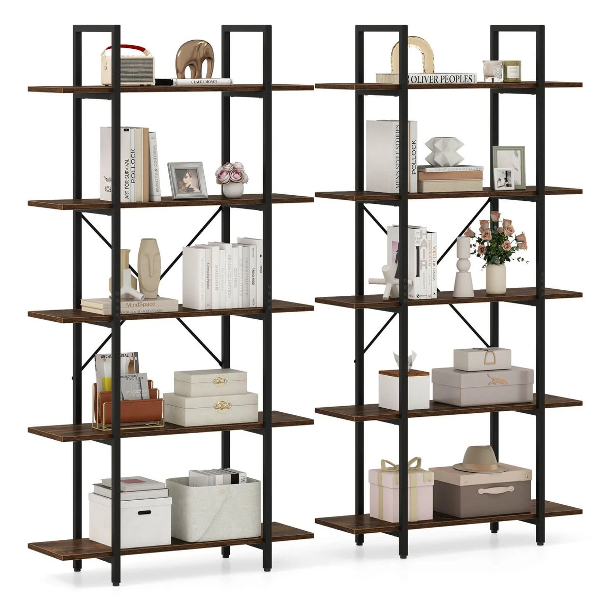 5-Tier 62" Tall Vintage Industrial Bookcase product image